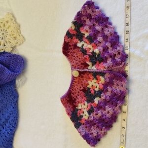 Crochet Baby Hand Made, USA, Cape, Button, Mixed Colors